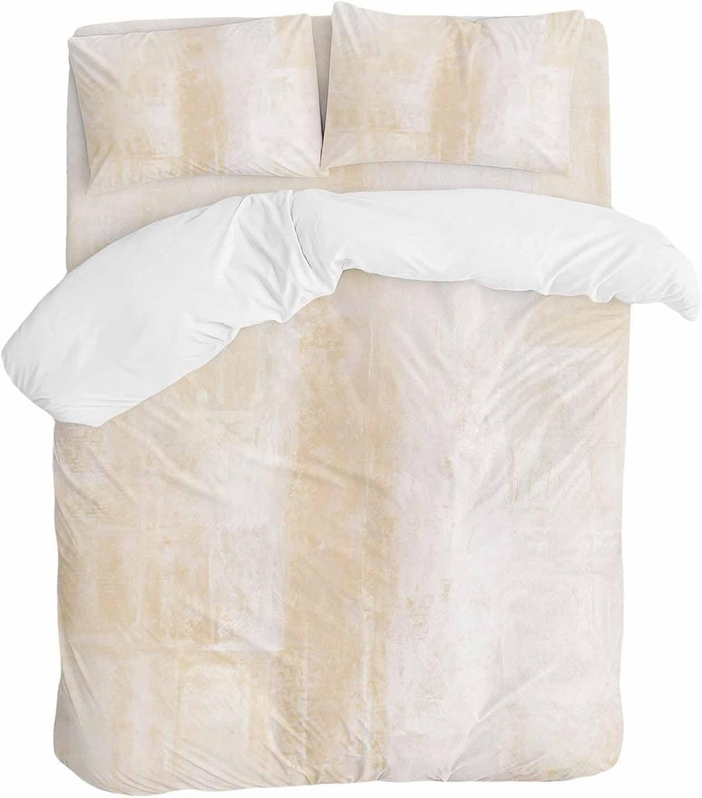 Light Beige Gradient Duvet Cover Set Queen Size 4 Pieces Modern Abstract Oil Painting Minimalist Bedding Set with Zipper Closure, 1 Comforter Cover 90x92 Inches 1 Flat Sheet & 2 Pillow Cases