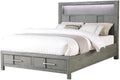 Full 5PC Modern Style Storage Bedroom Set Made with Wood in Gray