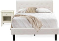 HomeStock Rustic Recluse 2 Piece Bedroom Set - Size Button Tufted Bed - Velvet Upholstered Headboard and A Nightstand Full/Butter Cream/White