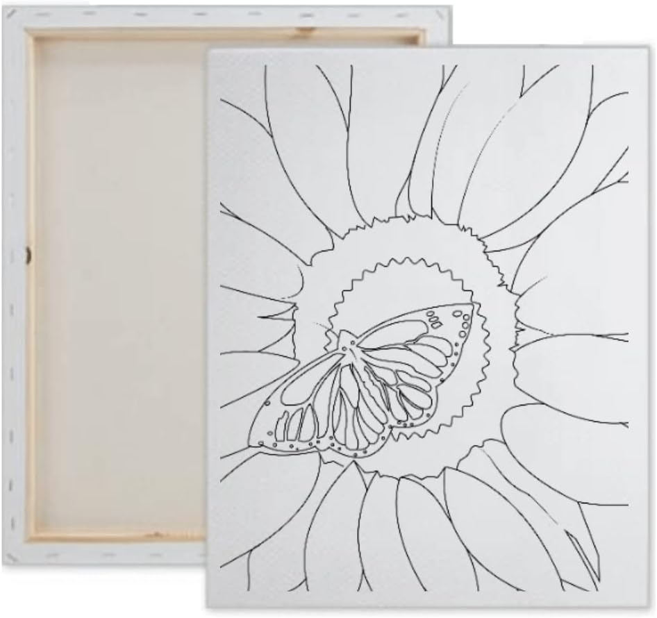Essenburg 30 Pack Pre Drawn Canvas Paint Kit | Teen, Kids and Adult Sip and Paint Party Favor | DIY Date Night Couple Activity| Canvas Boards for painting| Birthday Sunflower (S 8X10 CANVAS ONLY)