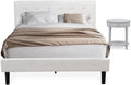 HomeStock Gothic Grandeur 2 Piece Bedroom Set - Button Tufted Bed Frame - Velvet Fabric Upholstered Headboard and A Nightstand Queen/Urban Gray/White