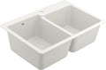 Moen Host White Granite 33-Inch Wide x 9.5-Inch Deep Dual Mount Double Bowl Kitchen Sink, GGW3024B