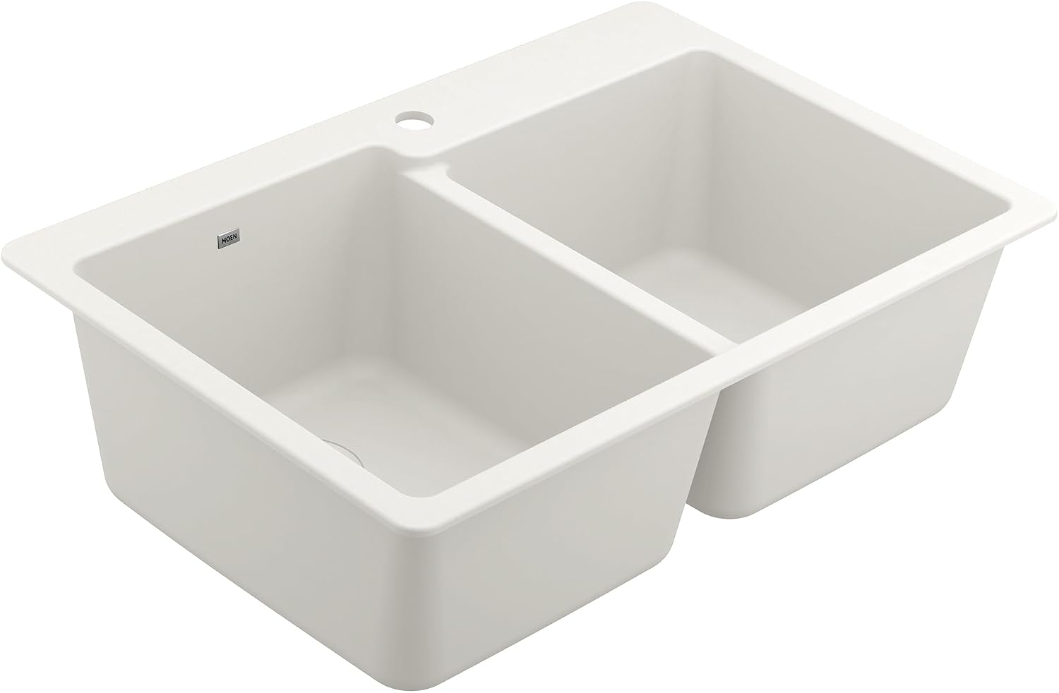 Moen Host White Granite 33-Inch Wide x 9.5-Inch Deep Dual Mount Double Bowl Kitchen Sink, GGW3024B