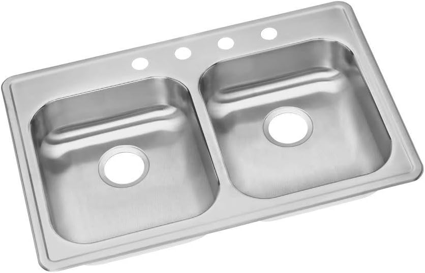 Elkay Dayton Stainless Steel 33' x 21-1/4' x 5-3/8', 2-Hole Equal Double Bowl Drop-in Sink