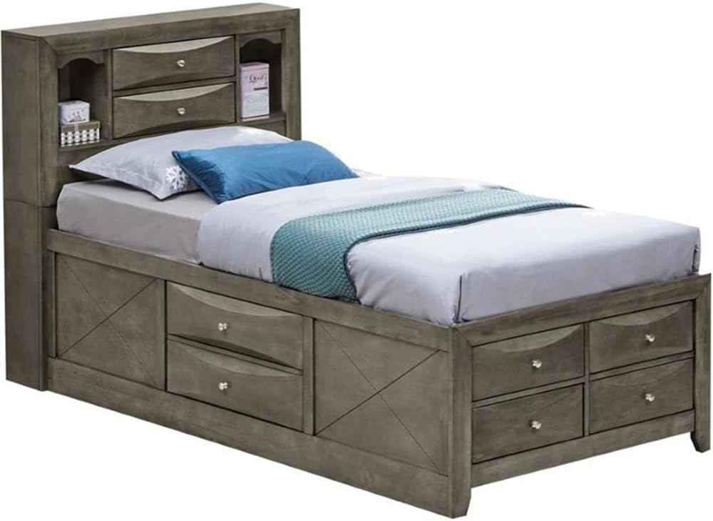 Glory Furniture Marilla Twin Storage Bed in Gray