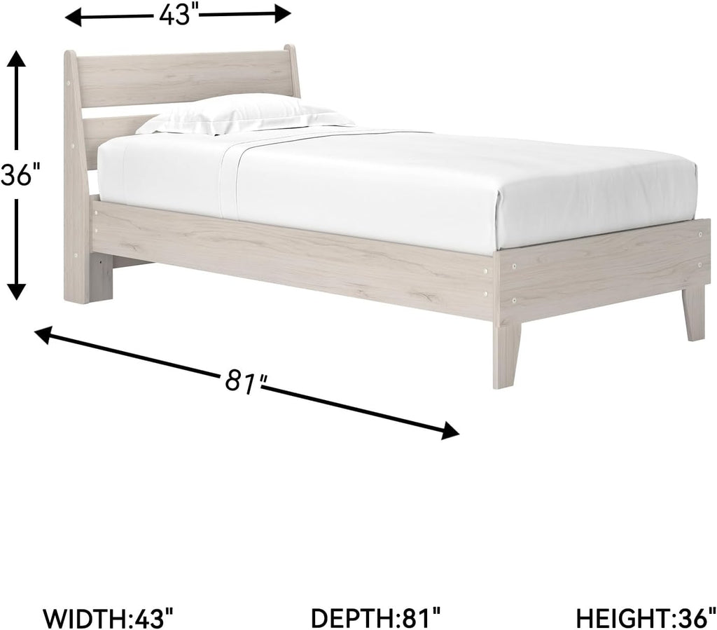 Signature Design by Ashley Socalle Casual Twin Panel Platform Bed in a Box, Foundation or Box Spring Not Needed, Beige