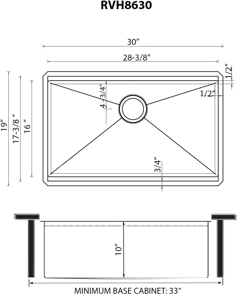 Ruvati Hex Bottom 30-inch Workstation Scratch Resistant Embossed Texture Kitchen Sink Stainless Steel - RVH8630