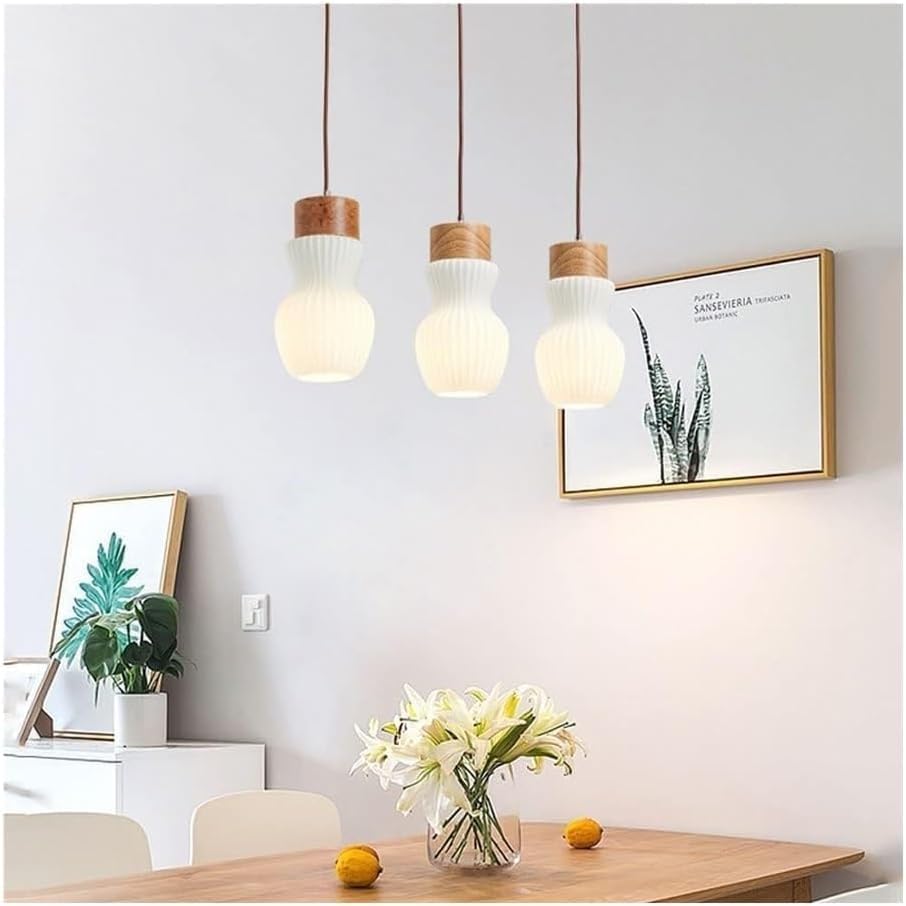 White Glass Shade Drop Ceiling Lamp E27 Bedroom Bedside Suspended Lamps Nordic Mini Chandelier Modern Kitchen Island Lighting Fixture for Restaurant Wood Pendant Ligh,Light Ceiling
