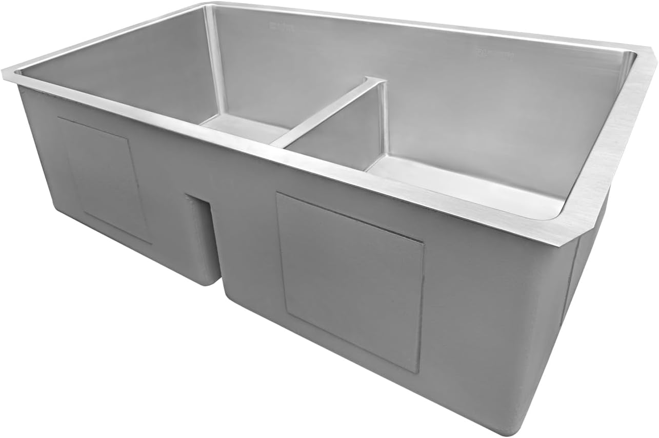Ruvati 30-inch Low-Divide Undermount Tight Radius 50/50 Double Bowl 16 Gauge Stainless Steel Kitchen Sink - RVH7355