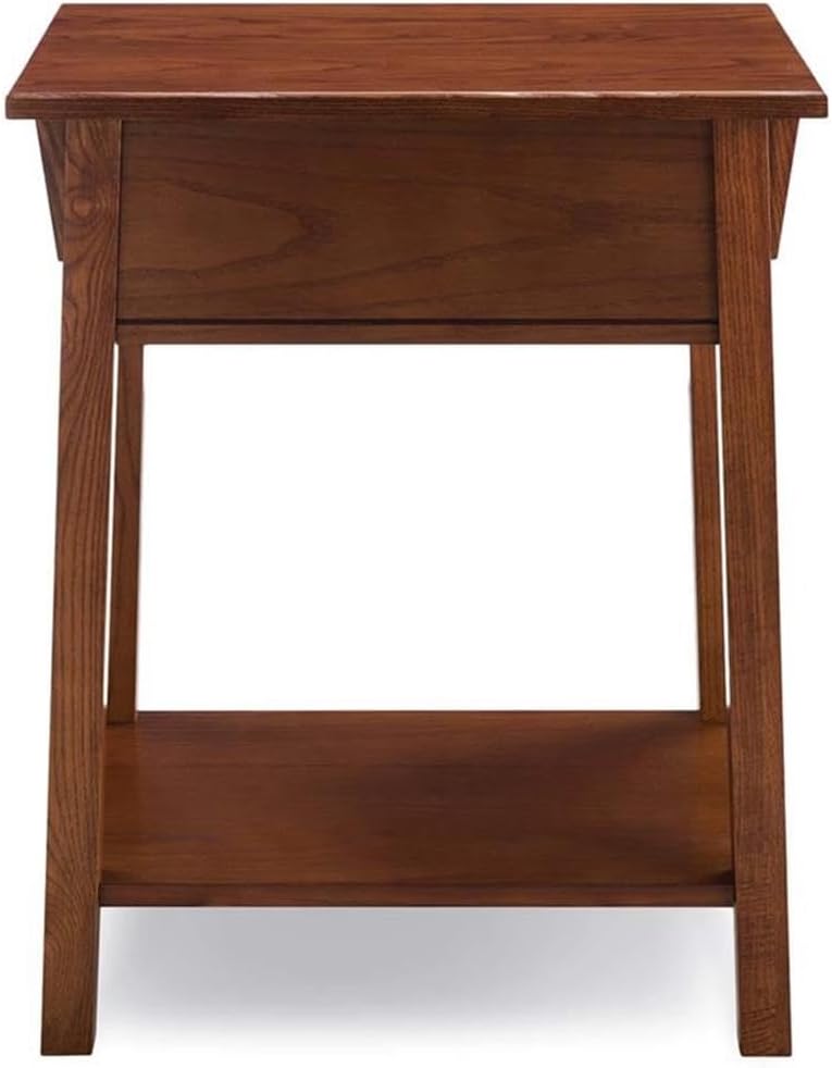 BOWERY HILL 1 Drawer Nightstand, 28' H x 22' W x 16' D, Solid Ash Wood, Russet Finish, Lower Display Shelf, Full Extension Drawer Guides, Compact Mission Style Bedroom Furniture