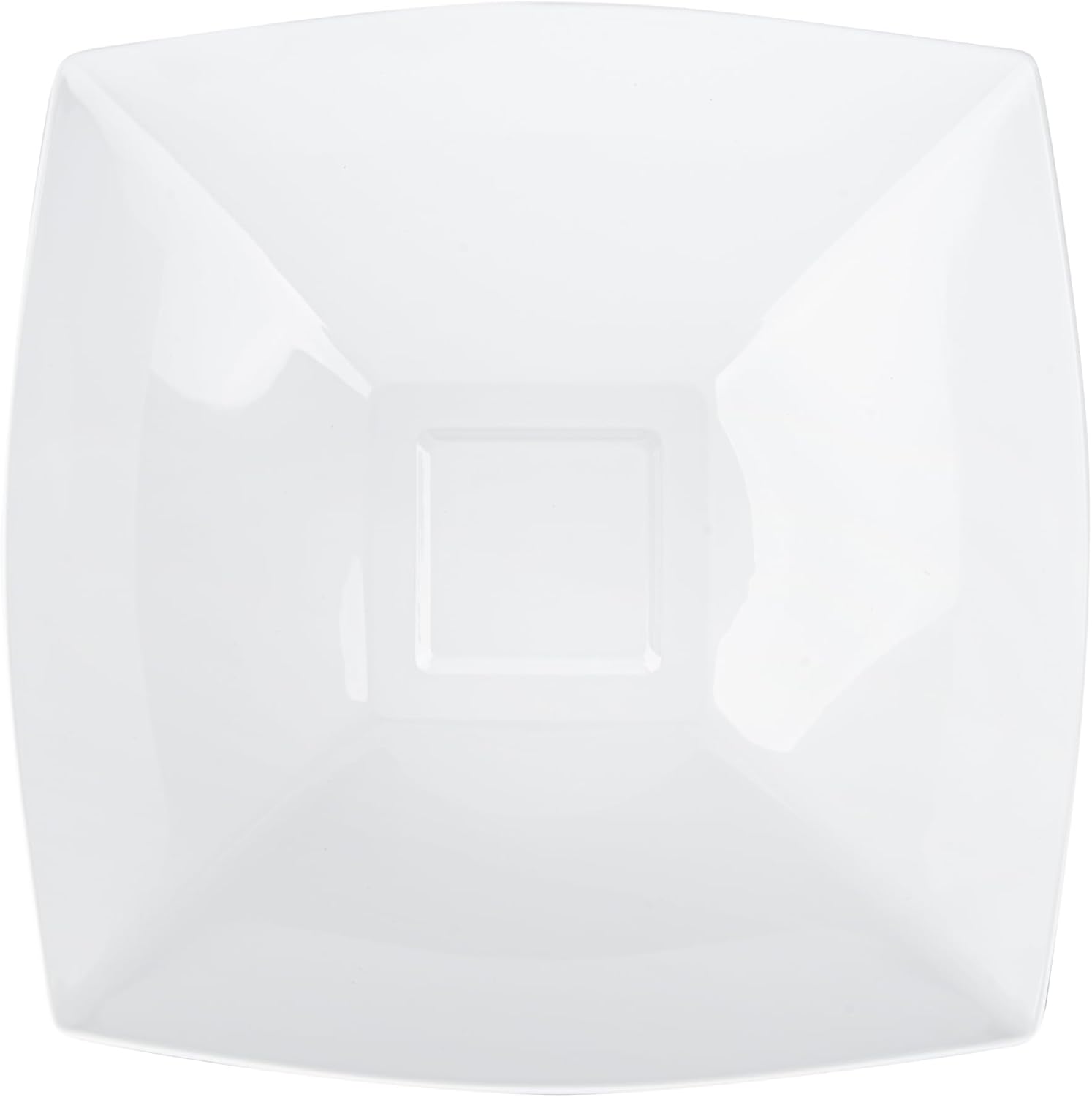 Restaurantware Moderna 64 Ounce Fancy Plastic Bowls 100 Square Disposable Salad Bowls - Durable Heavy-duty White Plastic Bowls For Warm And Cold Foods
