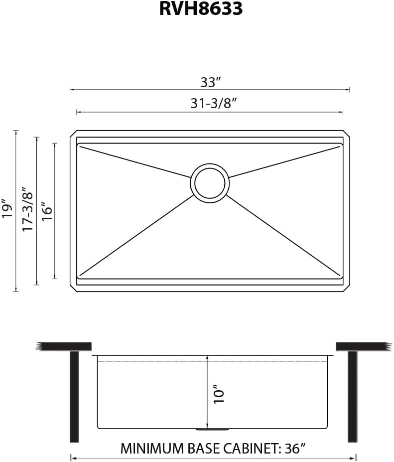 Ruvati Hex Bottom 33-inch Workstation Scratch Resistant Embossed Texture Kitchen Sink Stainless Steel - RVH8633