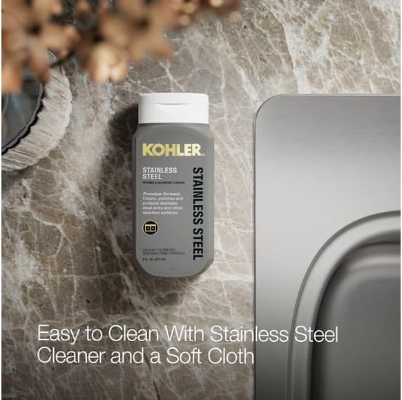KOHLER 5267-1-NA Verse 33' Kitchen Sink Drop In Top-Mount Double-Bowl, Stainless Steel, 1 Faucet Hole, Durable and Easy-to-Clean Design, 33x22 Drop In Kitchen Sink