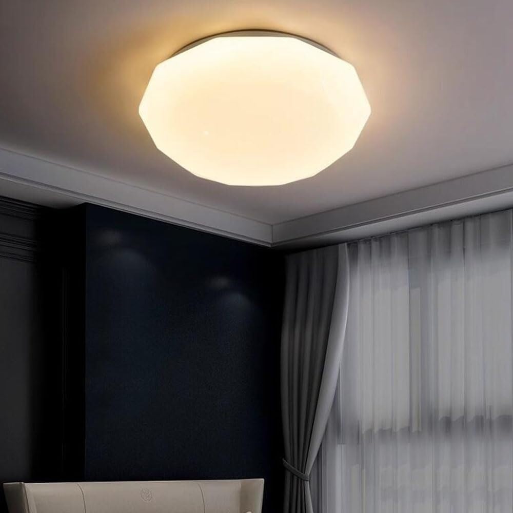 LED Round Ceiling Lamp Side Emitting Design Lighting Ceiling Light Three-Tone Light Flat Ceiling Light Fixture for Living Room Bedroom Dining Room Kitchen Study Room Corridor(40cm)