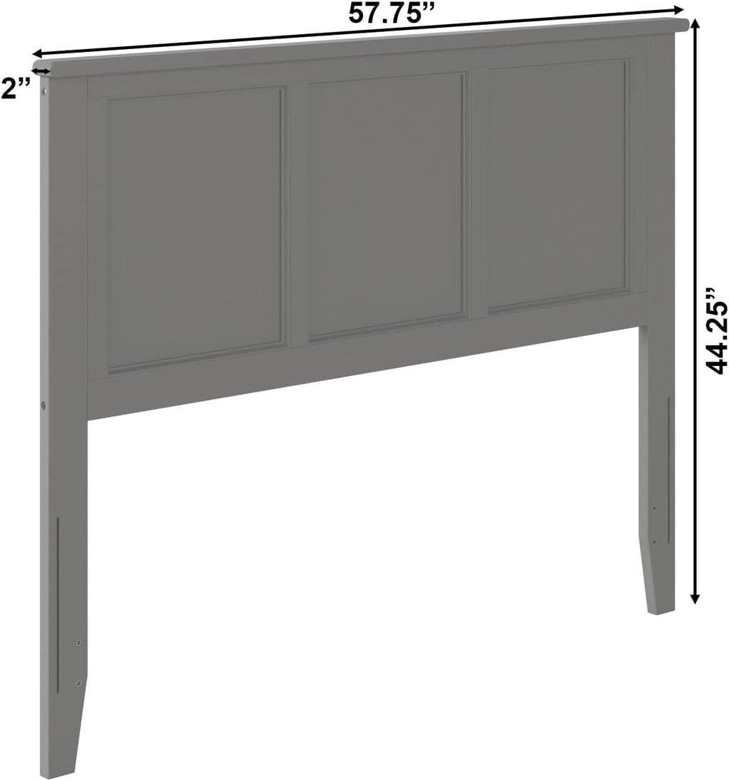 AFI, Madison Full Solid Wood Panel Headboard, Grey
