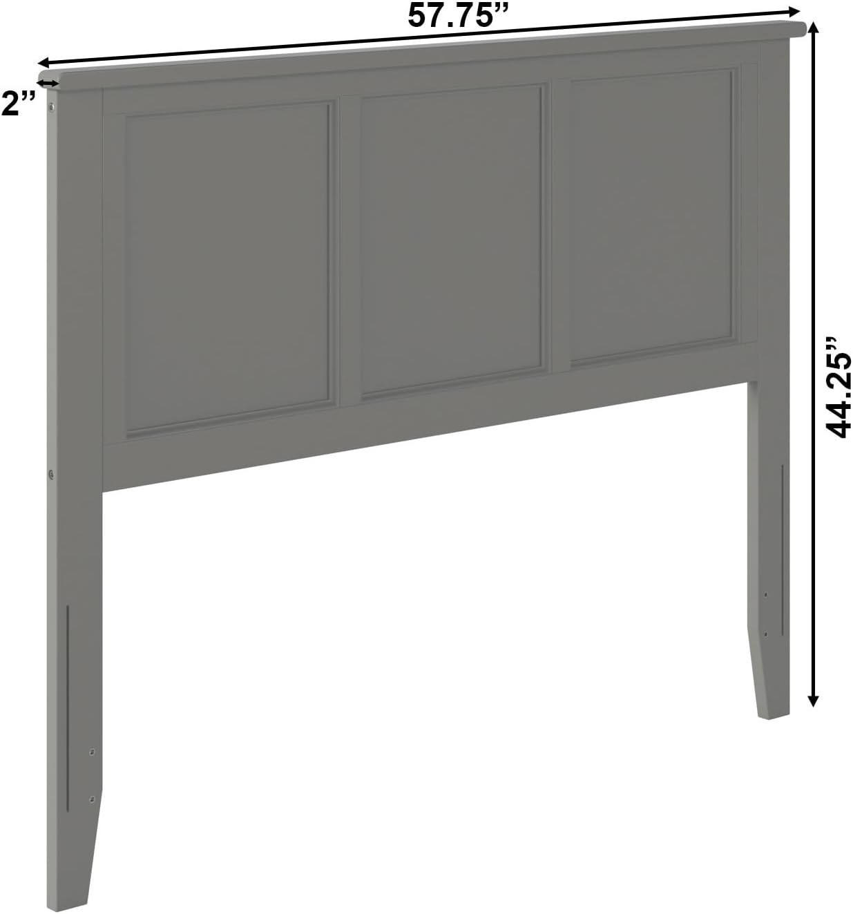 AFI, Madison Full Solid Wood Panel Headboard, Grey