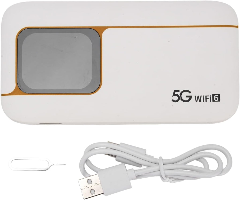5G WiFi 6 Mobile Hotspot, Wireless Hotspot Router, Portable WiFi Device Supports SIM Card Slot and 16 Devices, 2.01 inch Touch Screen 7100mAh Rechargeable for Travel, Home