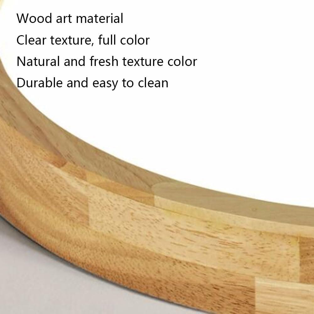 Wooden LED Flat Ceiling Lamp Ultra-Thin Atmosphere Lighting Ceiling Light Elegant Circular Panel Ceiling Light Fixture for Living Room Bedroom Dining Room Kitchen Study Room Corridor(30cm)