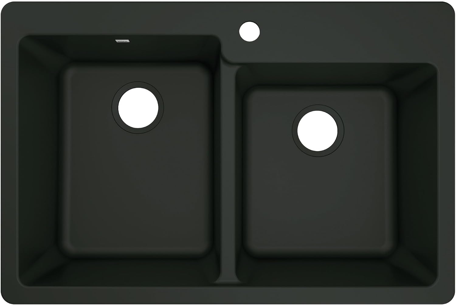 Moen Host Black Granite 33-Inch Wide x 9.5-Inch Deep Dual Mount Double Bowl Kitchen Sink, GGB3024B