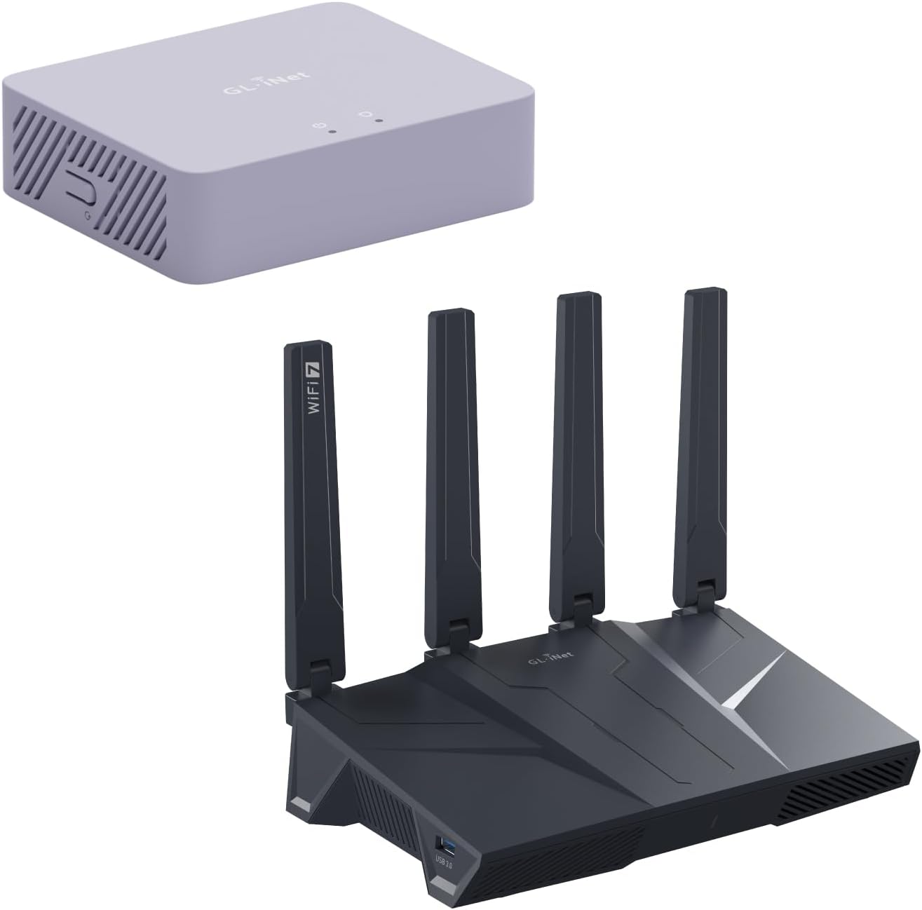 GL.iNet MT5000 (Brume 3) High-Speed Wired VPN Security Gateway & GL.iNet GL-BE9300 (Flint 3) Tri-Band WiFi 7 Router