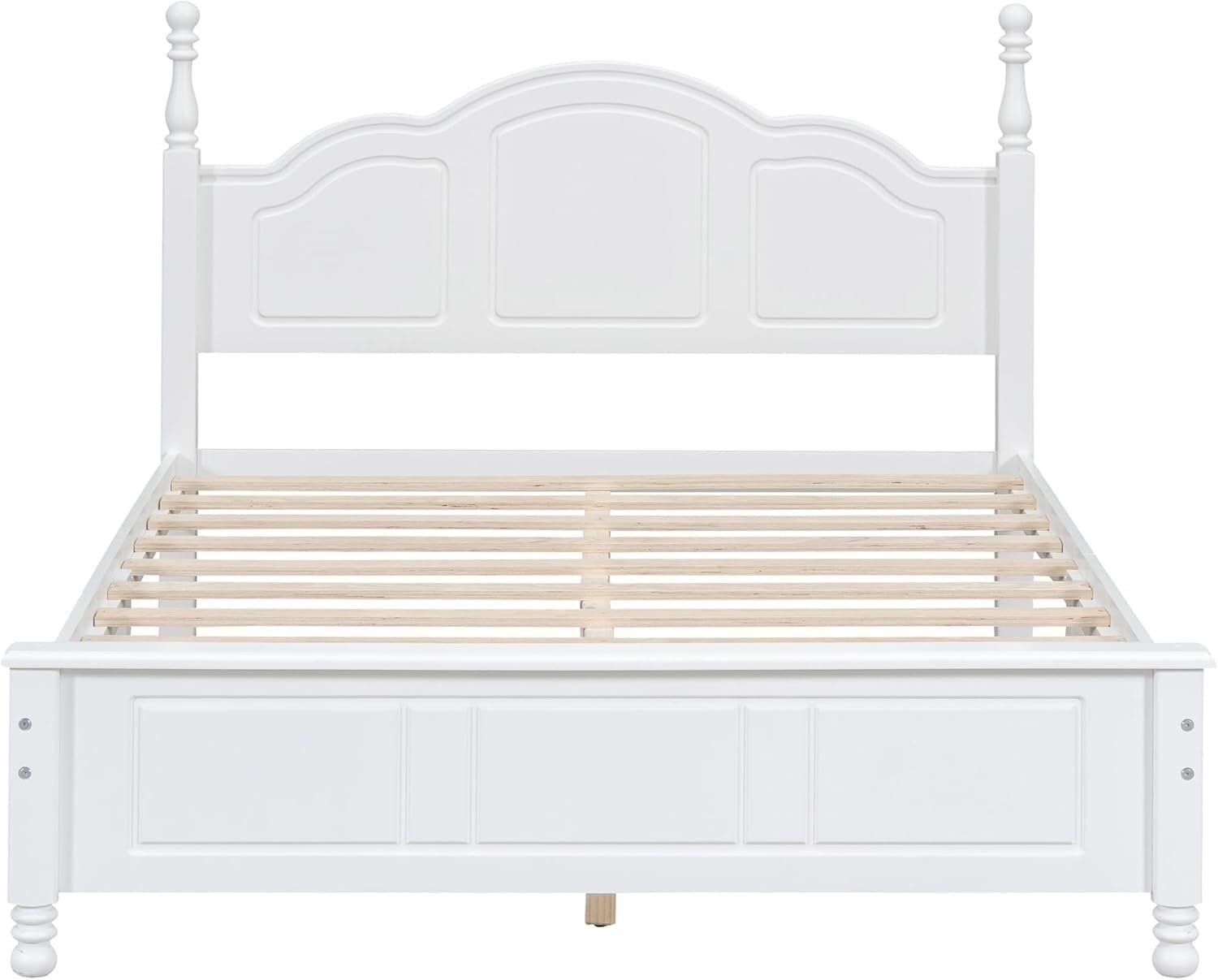 Bedroom Set of Furniture, Wooden Platform Bed and Two Bedside Tables, for Family Use(White(Full))