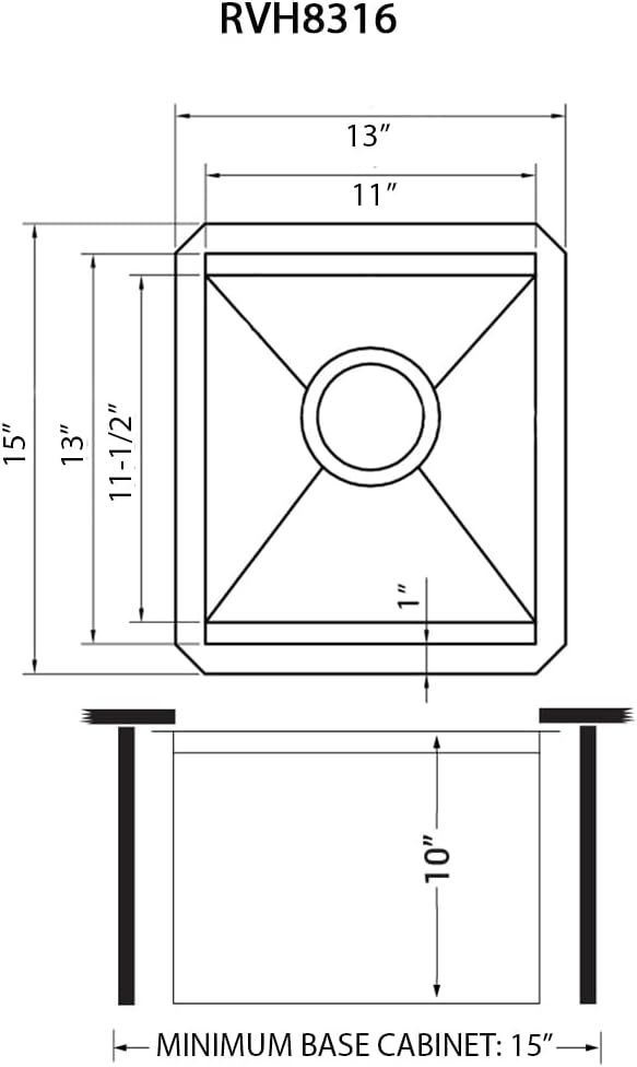 Ruvati 13 inch Workstation Bar Prep Sink with Cover - Undermount 16 Gauge Stainless Steel Kitchen Sink Single Bowl with Brushed Finish hides scratches, Easy-to-Clean- RVH8316