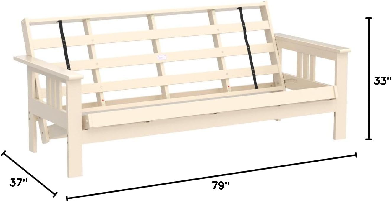 Kodiak Furniture Monterey Futon Frame, No Drawers, Antique White