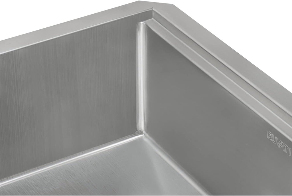 Ruvati 27-inch Undermount Rounded Corner Workstation Kitchen Sink Single Bowl – 16 Gauge Stainless Steel Kitchen Sinks with Brushed Finish hides scratches, Easy-to-Clean - RVH8327