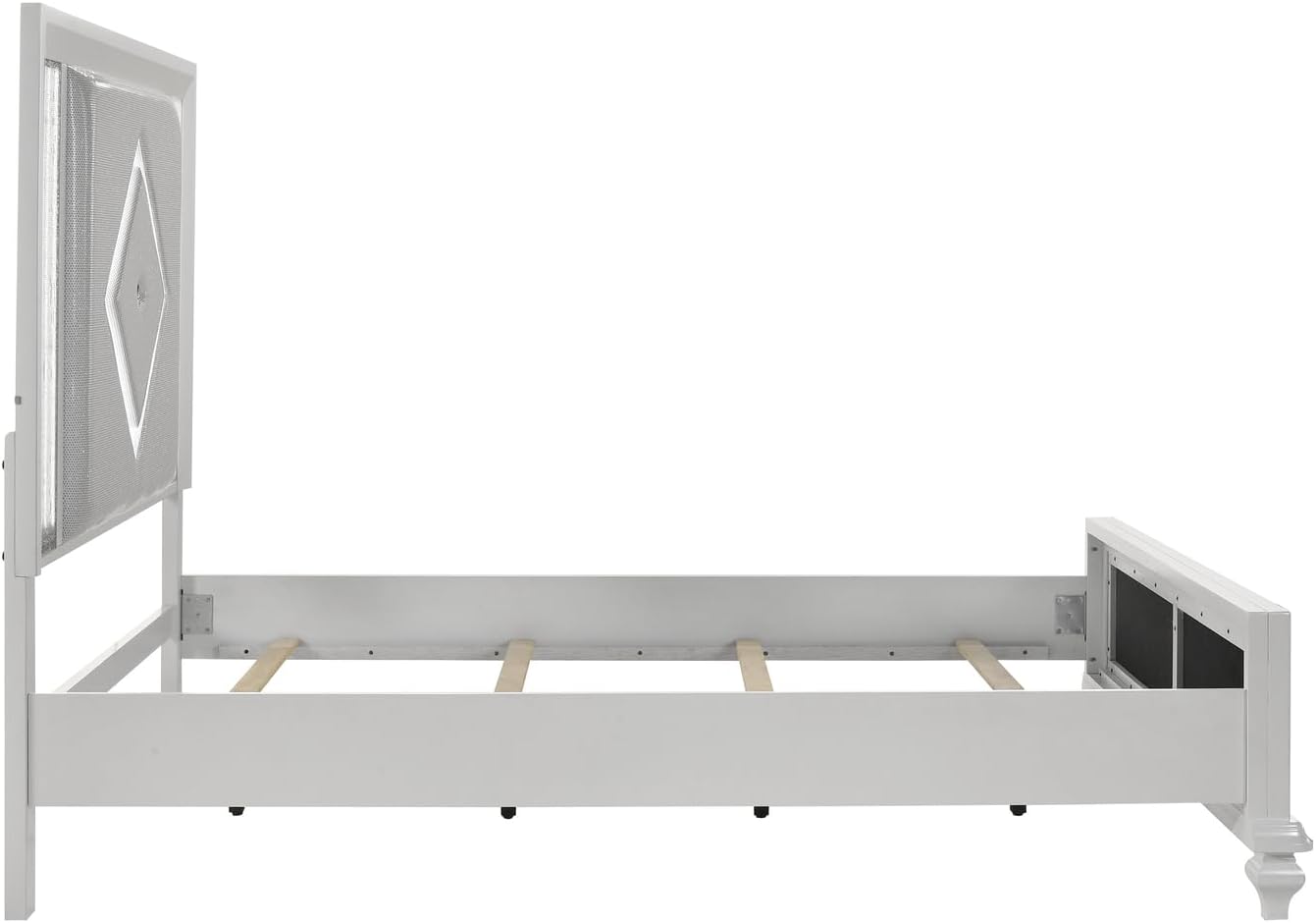 HomeStock White Bed Frame with Lights - Modern Bedroom Furniture - Headboard & Footboard Queen