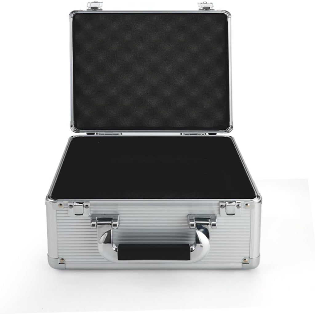 Aluminum Alloy Toolbox Storage Carry Case,Portable Travel Luggage Organizer Box for Audio GuestBook Telephone with Classic Retro Craftsmanship(Silver)