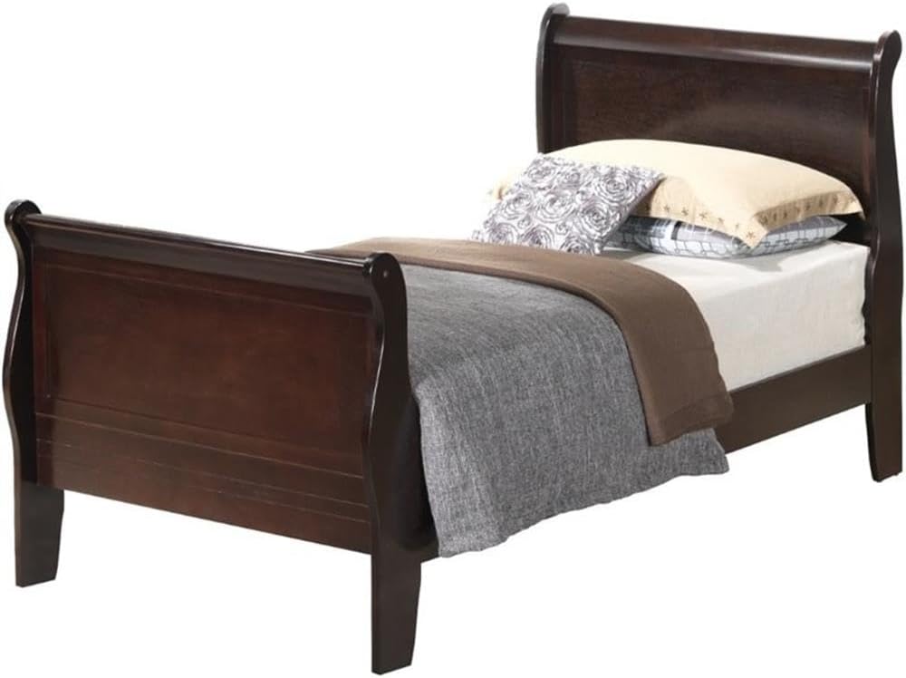 Glory Furniture Louis Phillipe Twin Sleigh Bed in Cappuccino