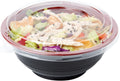 Restaurantware 18 Ounce Food Containers 200 Disposable Salad Bowls - Lids Included Microwavable Black And Red Plastic To Go Bowls Asian Inspired Perfect For Picnics Or Take Outs