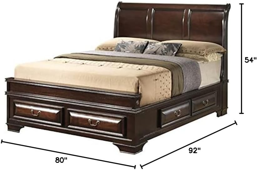 Glory Furniture LaVita King Storage Bed w/Wood Panel Headboard in Cappuccino