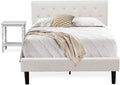 HomeStock Earthy Elegance 2 Piece Bedroom Set - Button Tufted Bed Frame - Velvet Fabric Upholstered Headboard and A Nightstand Full/Urban Gray/White