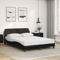 Modern Double Bed Frame with Upholstered Headboard and Underbed Storage, Black Faux Leather, 4-Piece Set for Bedroom Furniture and Home Decor