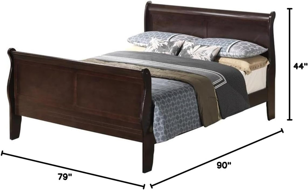 Glory Furniture Louis Phillipe King Sleigh Bed in Cappuccino