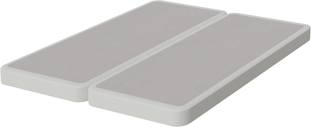 Nutan, 4-Inch Sturdy Wood Box Spring for Mattress Support - Durable and Fully Assembled, Natural Wood Foundation for Full, White