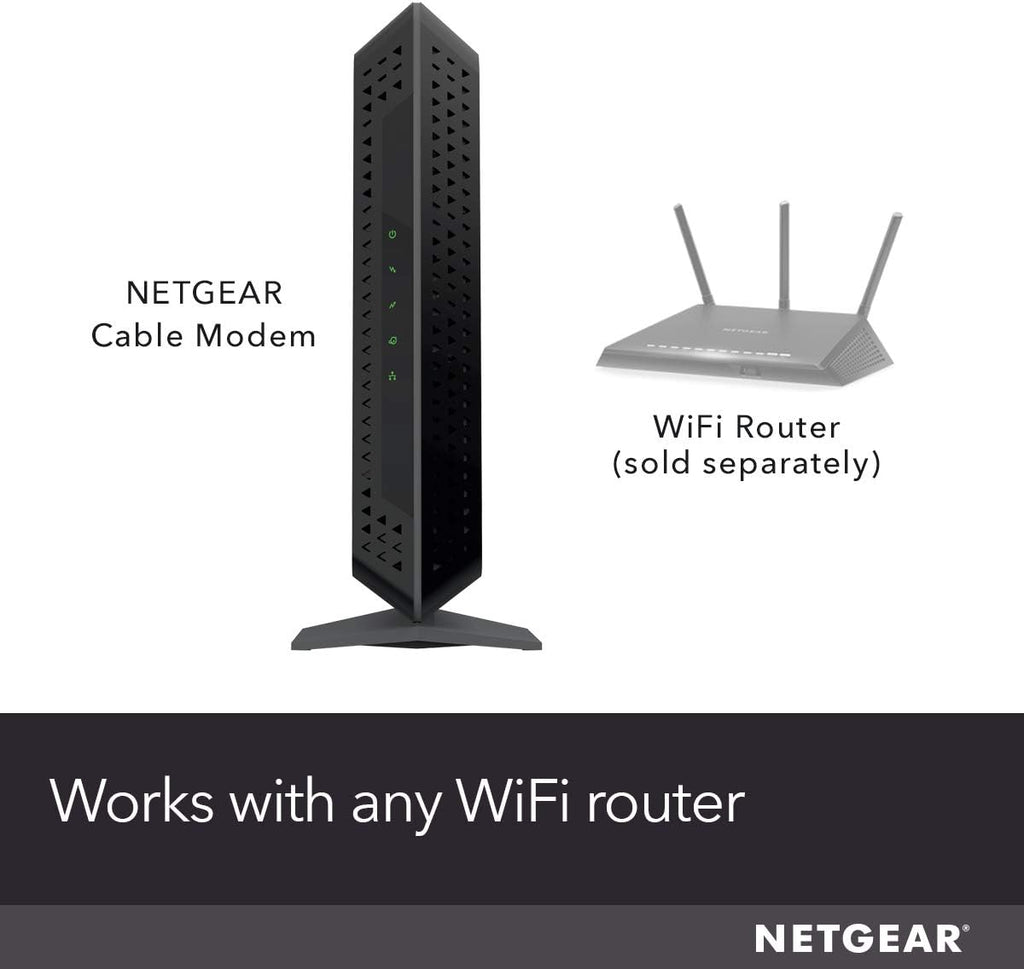 NETGEAR CM600 (24x8) DOCSIS 3.0 Cable Modem. Max Download speeds of 960Mbps. Certified for XFINITY by Comcast, Time Warner Cable, Cox, Charter & More (CM600-1AZNAS)