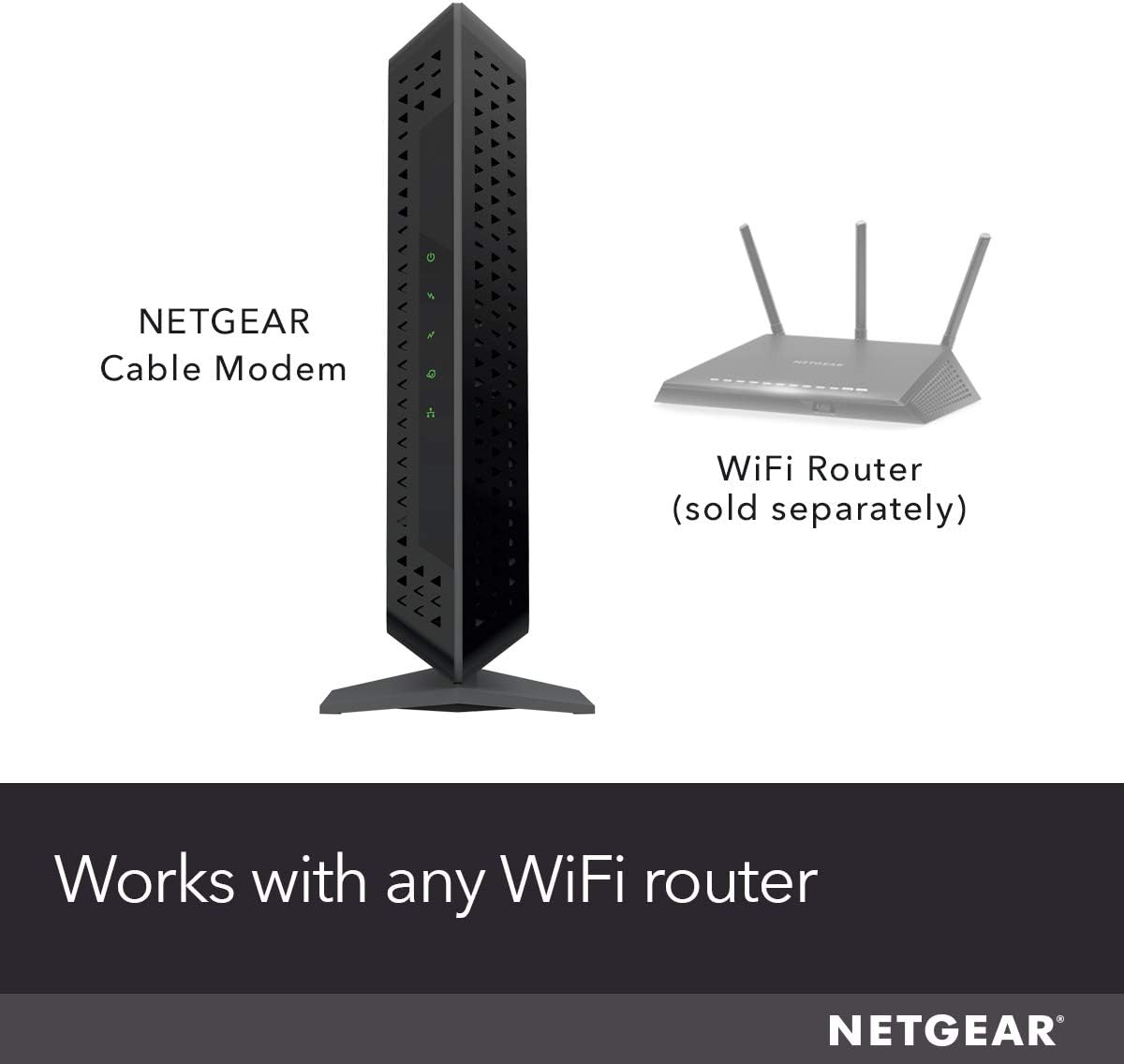 NETGEAR CM600 (24x8) DOCSIS 3.0 Cable Modem. Max Download speeds of 960Mbps. Certified for XFINITY by Comcast, Time Warner Cable, Cox, Charter & More (CM600-1AZNAS)