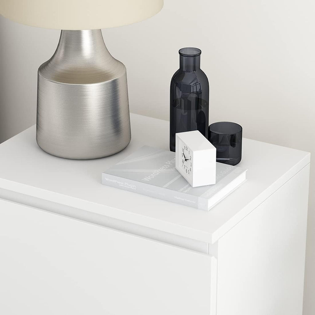 AIEGLE White Nightstand with 2 Drawers, Small Wood Storage Bed Side Table End Table Set of 2, Handle Free Storage for Bedroom Living Room Office (15.7' W x 11.6' D x 18.9' H)