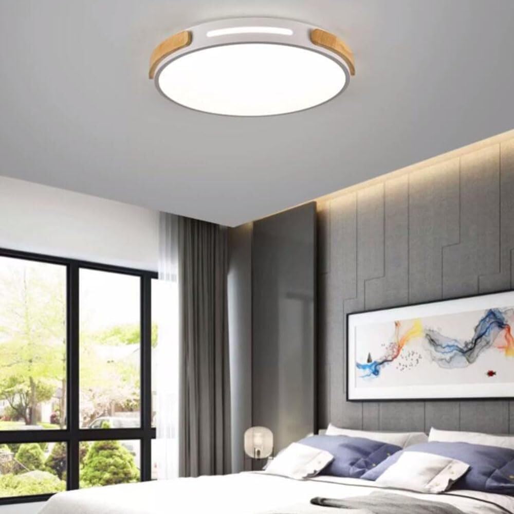 Chinese Style LED Ceiling Lamp Simple Round Macaron Lighting Ceiling Light Flush Mount Flat Ceiling Light Fixture for Living Room Bedroom Dining Room Kitchen Study Room Corridor(White,32cm)