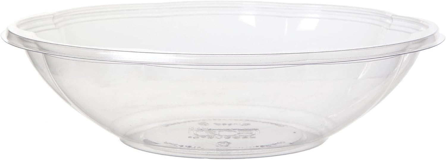 ECO PRODUCTS Compostable Clear PLA Plastic 48oz Squat Salad Bowl No Lid, Case of 300, Disposable Round To Go Food Containers, Lids Sold Separately, Renewable PLA Material Made from Plants, ASTM, BPI