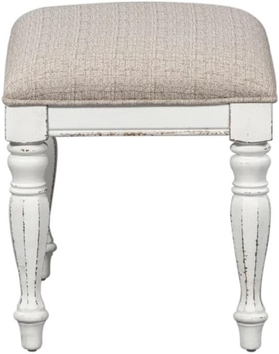 Liberty Furniture Magnolia Manor Makeup Vanity Accent Desk Set with Upholstered Bench European Traditional - Antique White & Weathered Bark
