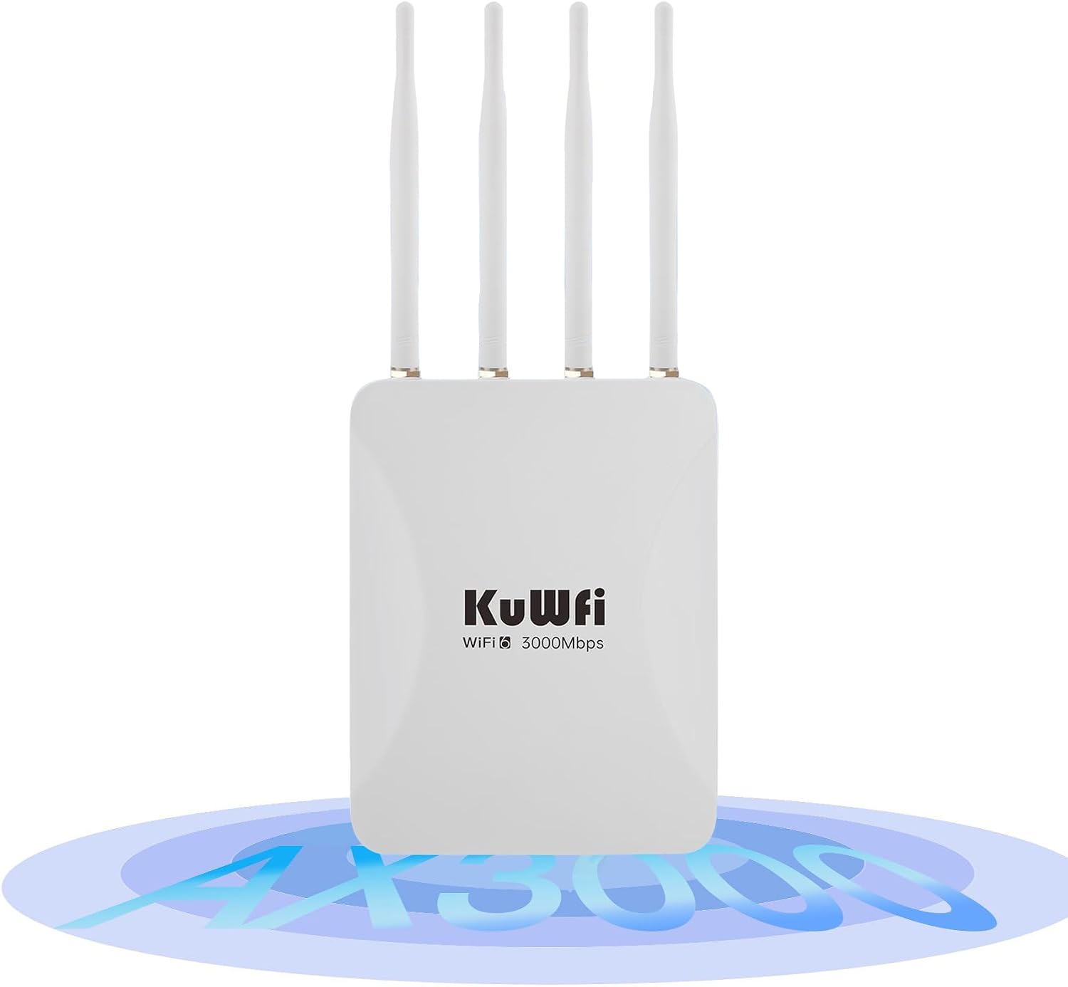 KuWFi 2.5Gbps AX3000 Outdoor WiFi 6 Extender, Long Range Outdoor WiFi Extender Signal Booster, IP65 Weatherproof Outdoor Wireless Access Point/Repeater with PoE for Farm, Yard, RV, Starlink