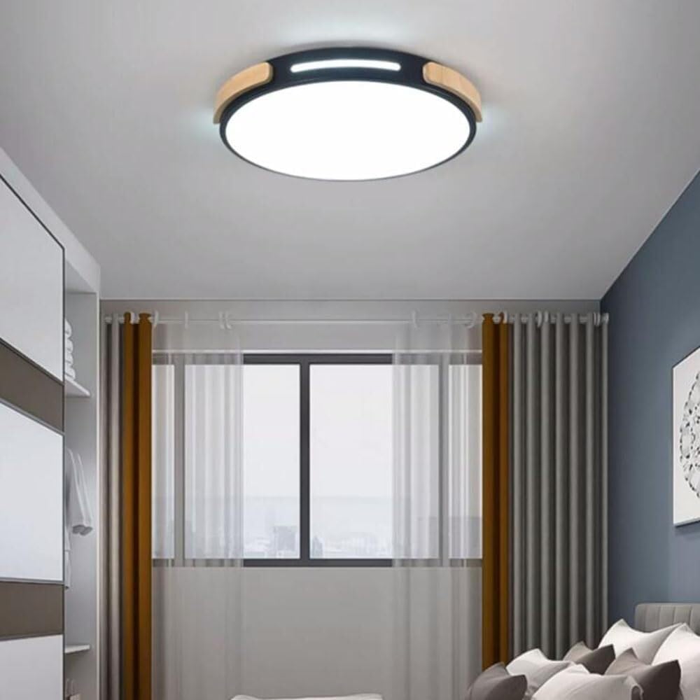 Chinese Style LED Ceiling Lamp Simple Round Macaron Lighting Ceiling Light Flush Mount Flat Ceiling Light Fixture for Living Room Bedroom Dining Room Kitchen Study Room Corridor(Dark,42cm)