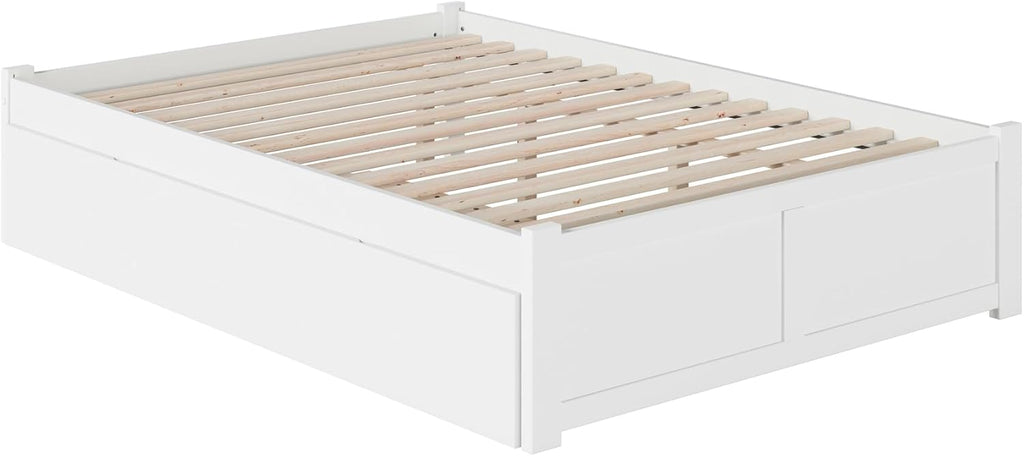 AFI Concord Queen Size Platform Bed with Footboard & Twin XL Trundle in White