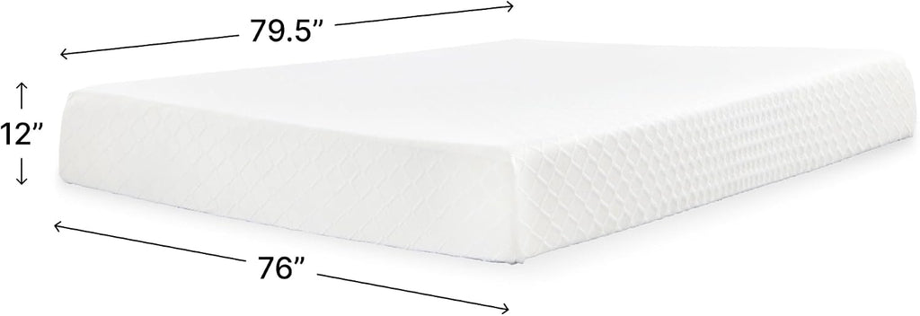 Signature Design by Ashley Chime Memory Foam 12' King Mattress with Thick Memory and Support Foam for Pressure Relief, Fiberglass Free, Mattress In A Box