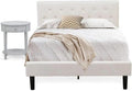 HomeStock Gothic Grandeur 2 Piece Bedroom Set - Button Tufted Bed Frame - Velvet Fabric Upholstered Headboard and A Nightstand Full/Urban Gray/White