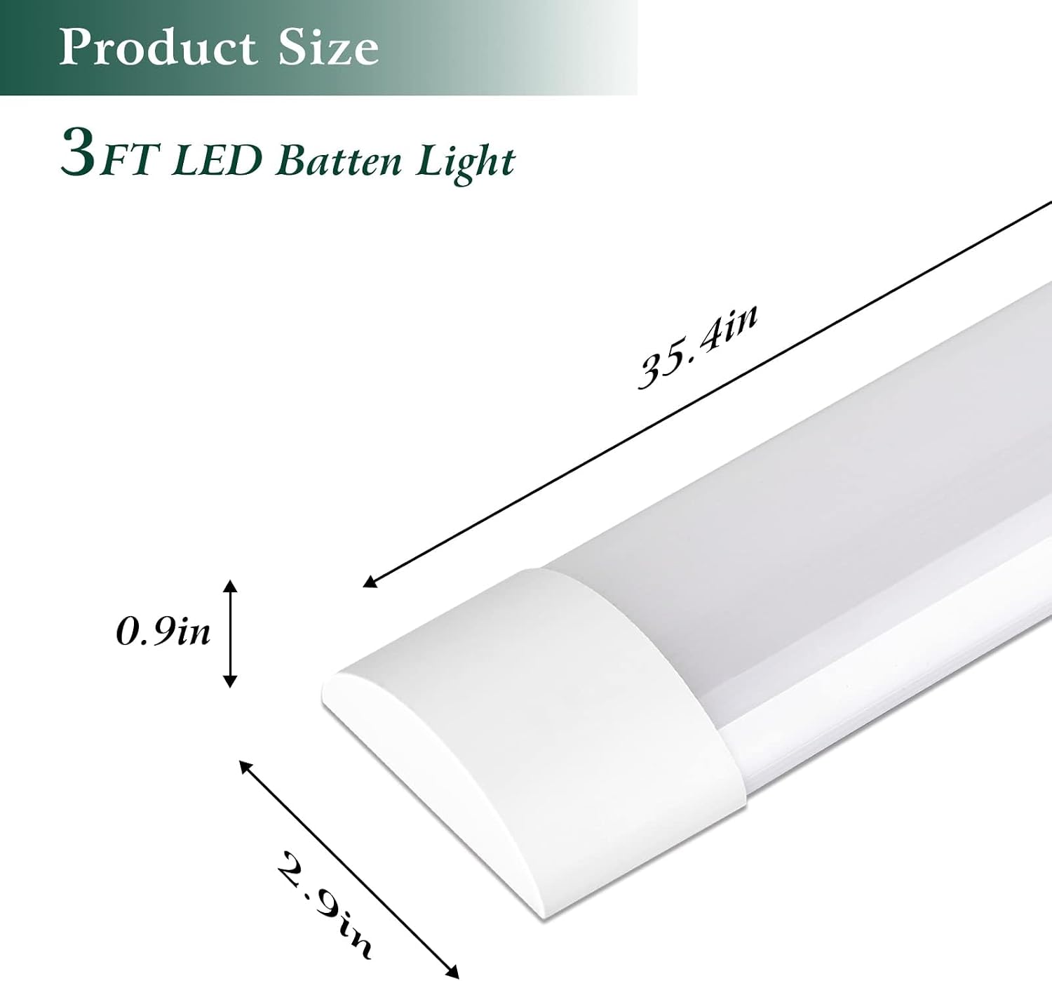 8 Packs 3FT LED Batten Light, Slim Ceiling Surface Mounted Light, 30W, 4000K, IP20, LED Ceiling Lamp for Garage, Shop, Hallway, Office, Market