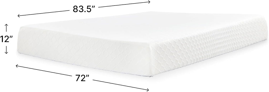Signature Design by Ashley Chime Memory Foam 12' California King Mattress with Thick Memory and Support Foam for Pressure Relief, Fiberglass Free, Mattress In A Box